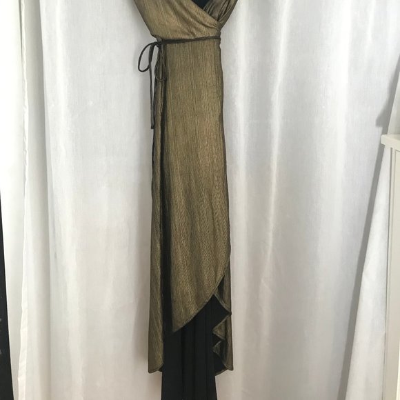 Lush Gold Wrap Dress - Picture 3 of 5